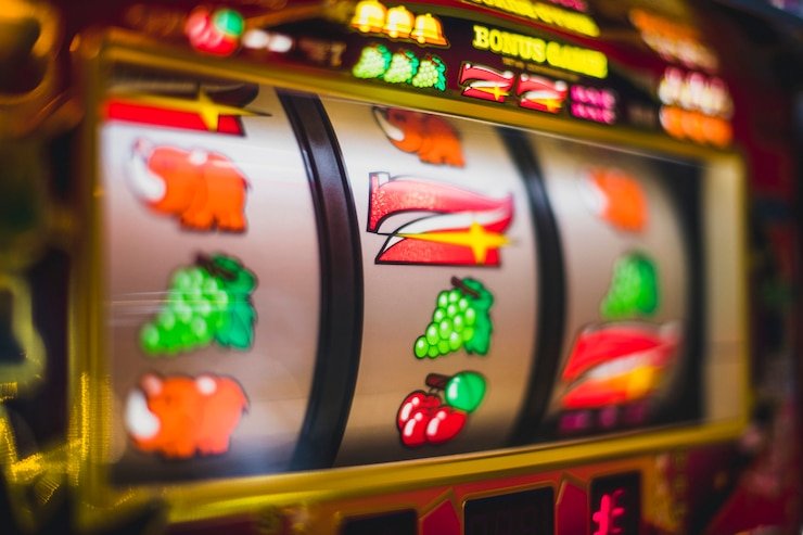 Antarmuka Sugar Rush di kaisartoto88 menampilkan grid permainan dengan simbol permen berwarna cerah dan tombol spin pusat layar